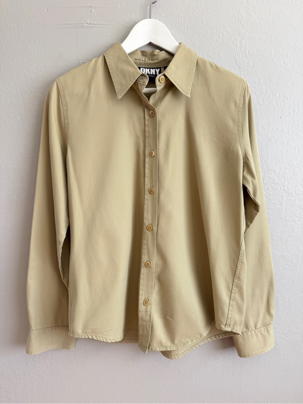 Vintage 1990s DKNY Minimalist 100% Cotton Shirt Beige / Khaki P10
